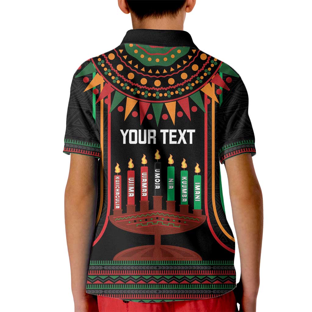 Personalized African-American Kwanzaa Kid Polo Shirt Kinara Candles African Pattern - Wonder Print Shop