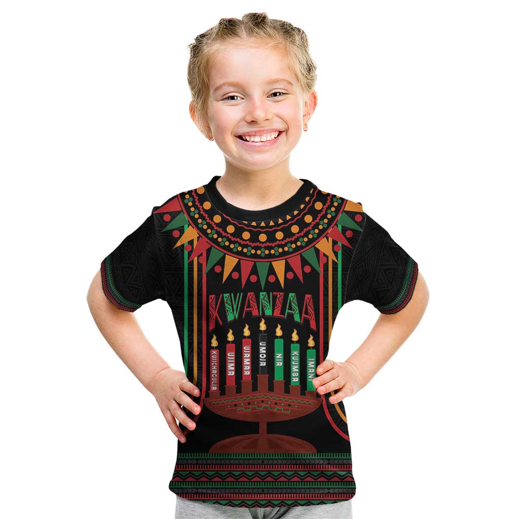 Personalized African-American Kwanzaa Kid T Shirt Kinara Candles African Pattern - Wonder Print Shop