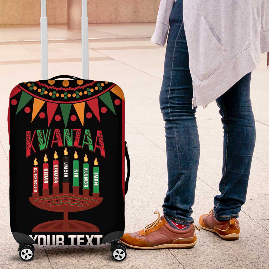 Personalized African-American Kwanzaa Luggage Cover Kinara Candles African Pattern - Wonder Print Shop