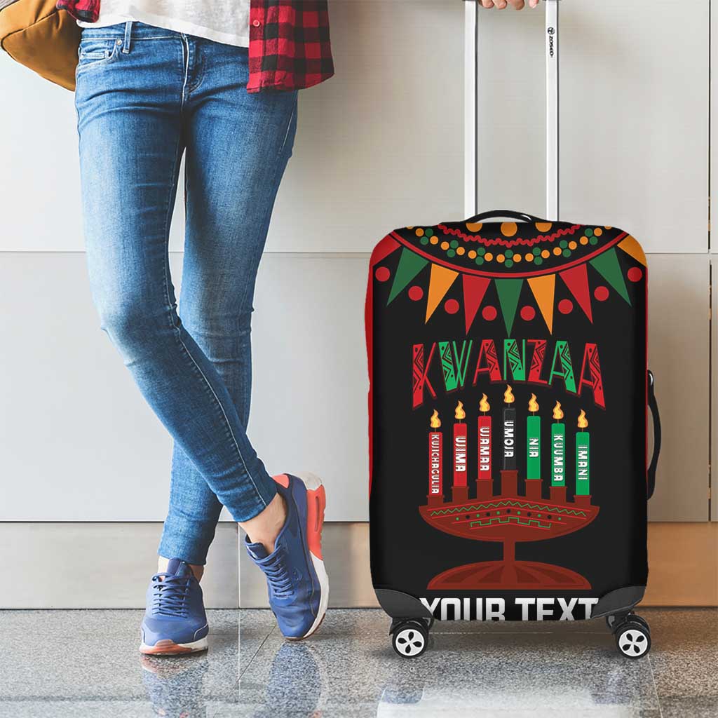 Personalized African-American Kwanzaa Luggage Cover Kinara Candles African Pattern - Wonder Print Shop