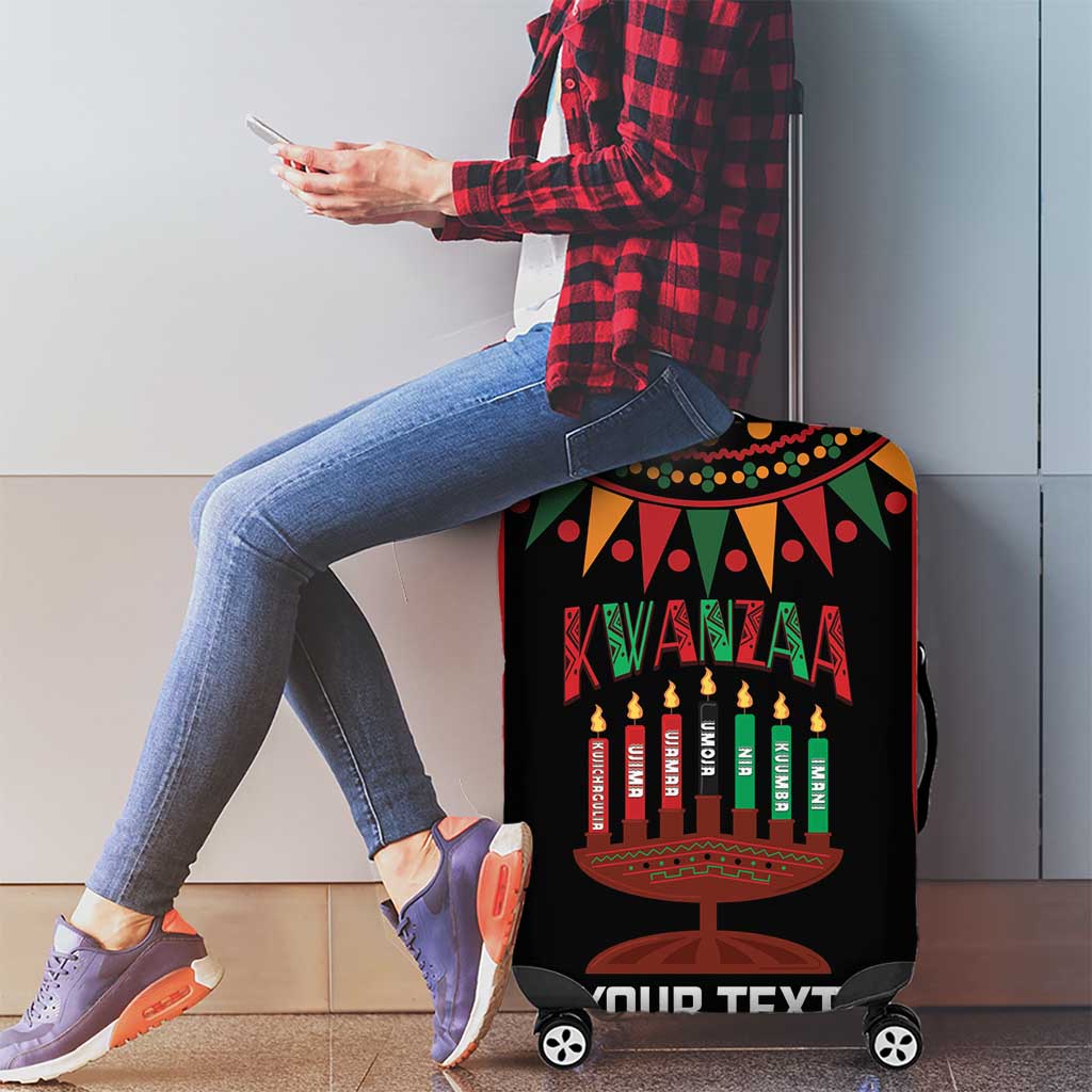 Personalized African-American Kwanzaa Luggage Cover Kinara Candles African Pattern - Wonder Print Shop
