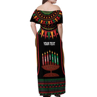 Personalized African-American Kwanzaa Off Shoulder Maxi Dress Kinara Candles African Pattern - Wonder Print Shop
