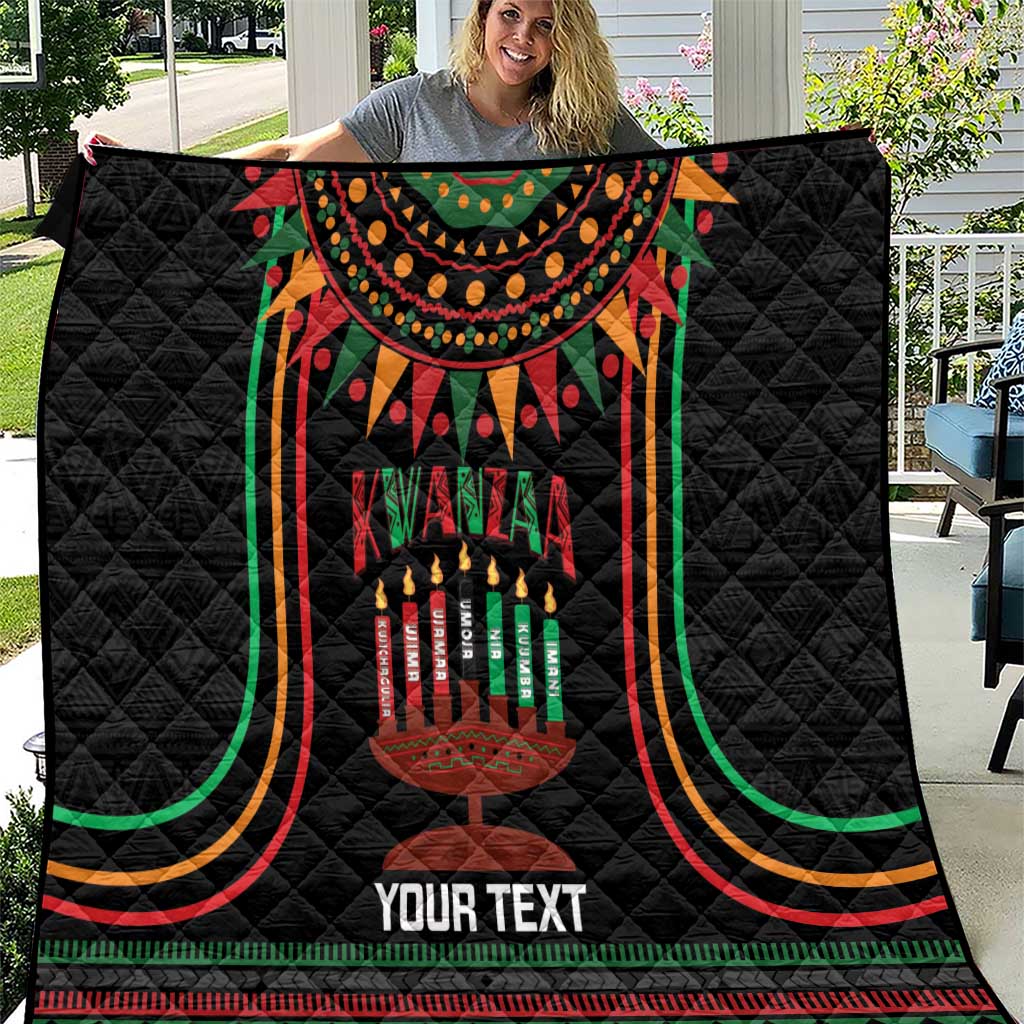 Personalized African-American Kwanzaa Quilt Kinara Candles African Pattern - Wonder Print Shop