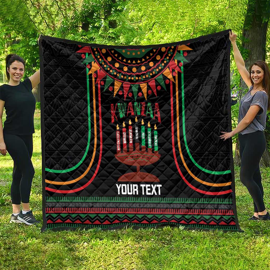 Personalized African-American Kwanzaa Quilt Kinara Candles African Pattern - Wonder Print Shop