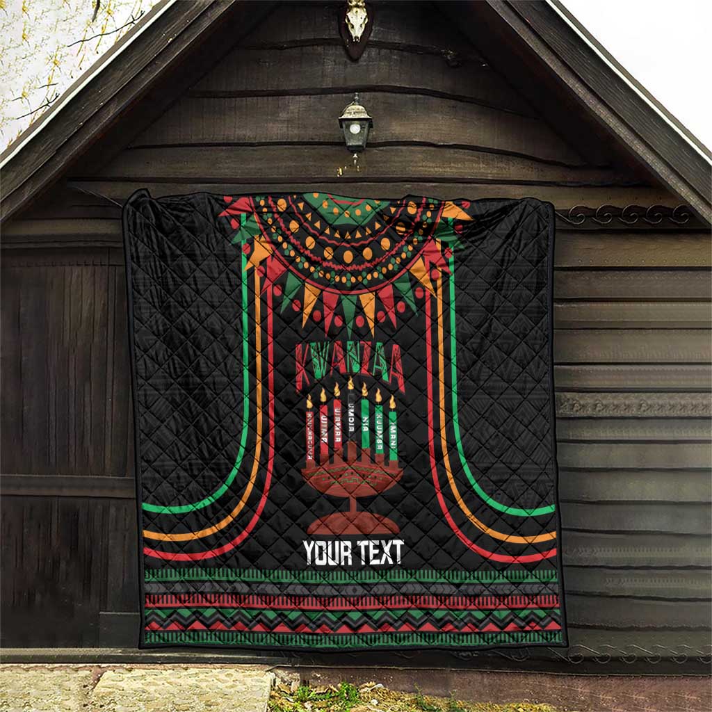 Personalized African-American Kwanzaa Quilt Kinara Candles African Pattern - Wonder Print Shop