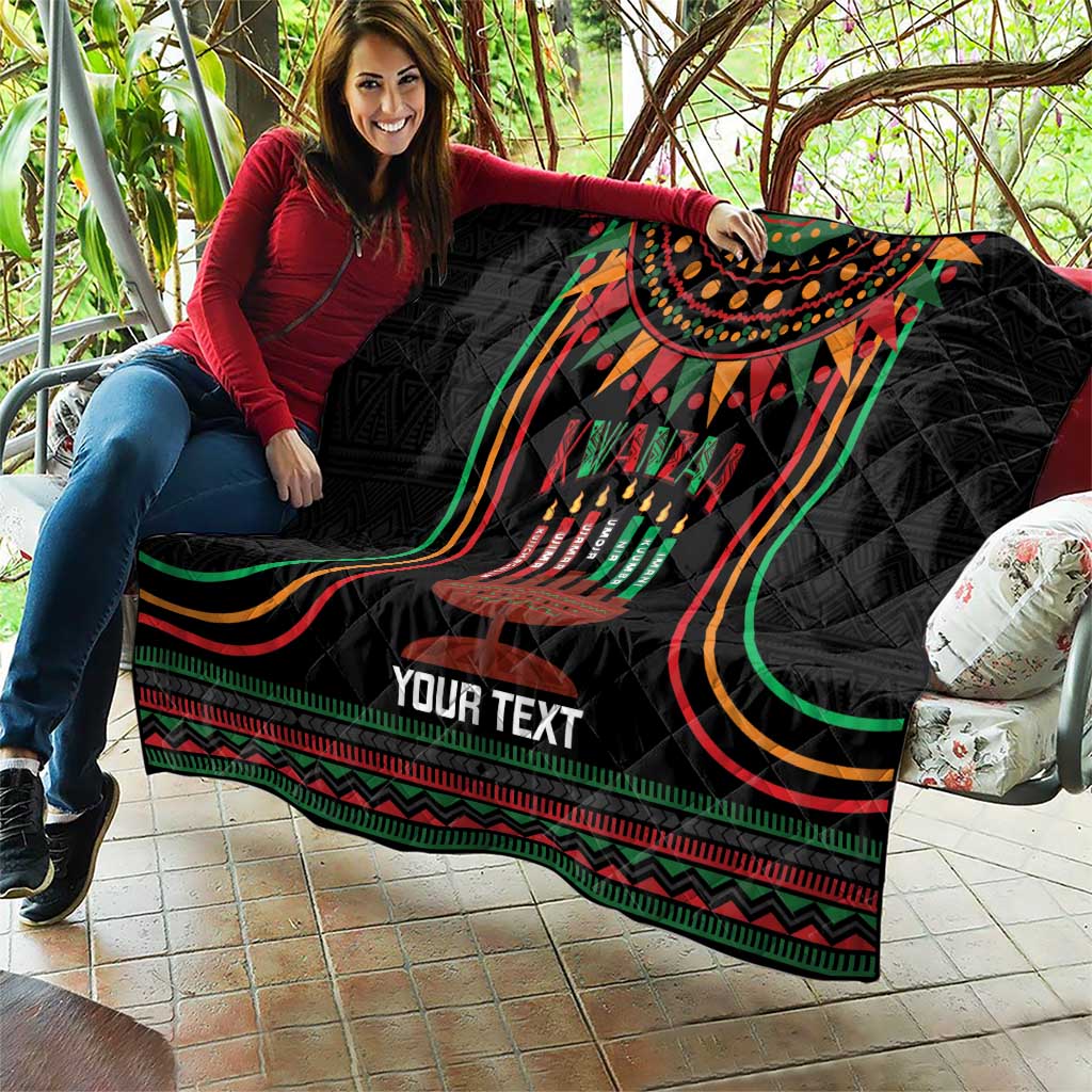 Personalized African-American Kwanzaa Quilt Kinara Candles African Pattern - Wonder Print Shop