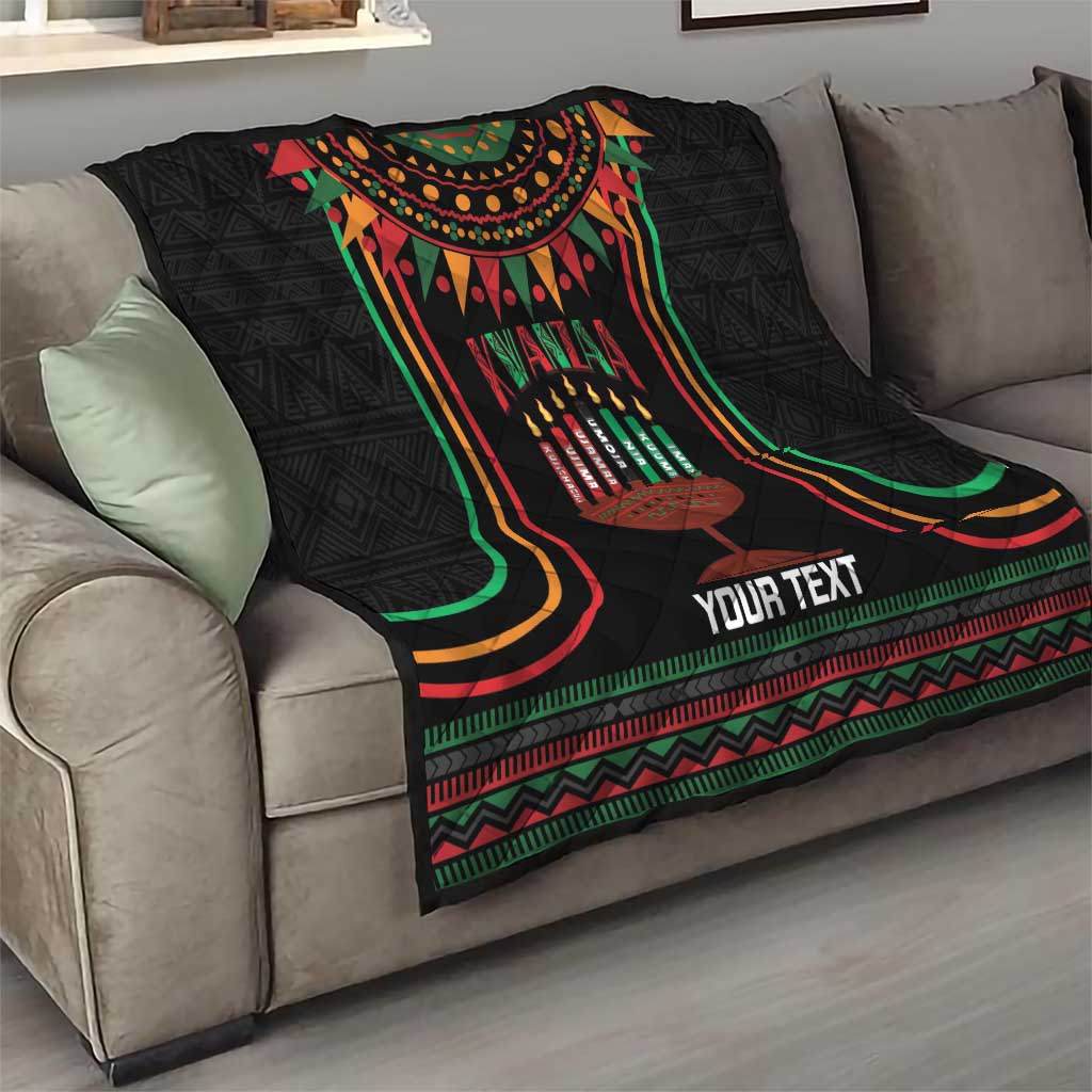 Personalized African-American Kwanzaa Quilt Kinara Candles African Pattern - Wonder Print Shop