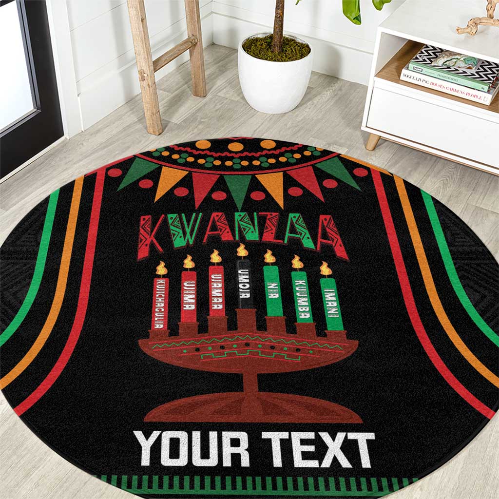 Personalized African-American Kwanzaa Round Carpet Kinara Candles African Pattern