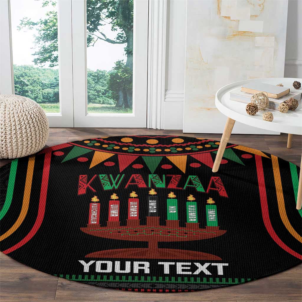 Personalized African-American Kwanzaa Round Carpet Kinara Candles African Pattern