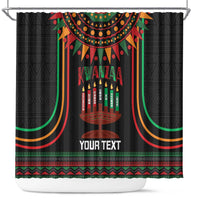Personalized African-American Kwanzaa Shower Curtain Kinara Candles African Pattern