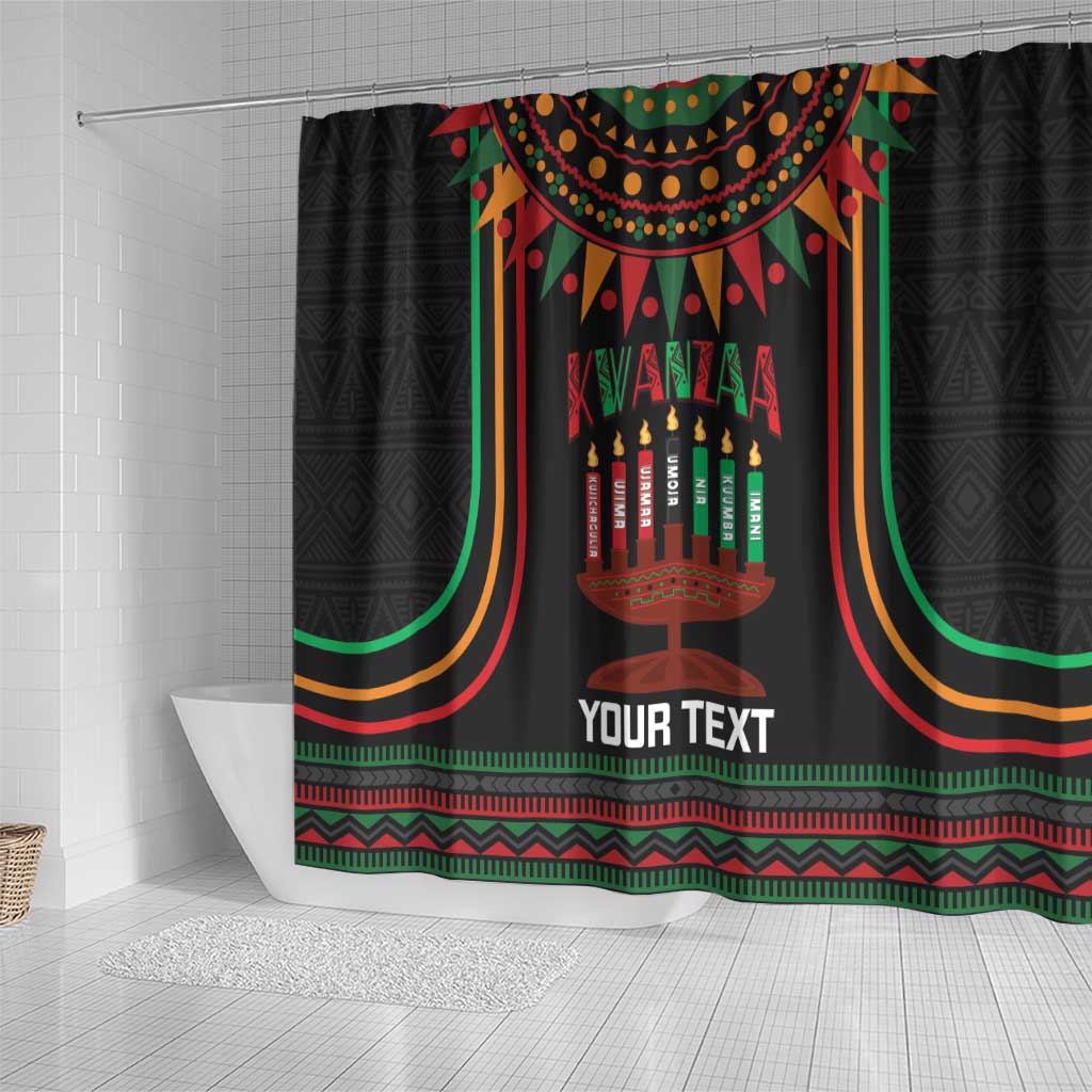 Personalized African-American Kwanzaa Shower Curtain Kinara Candles African Pattern