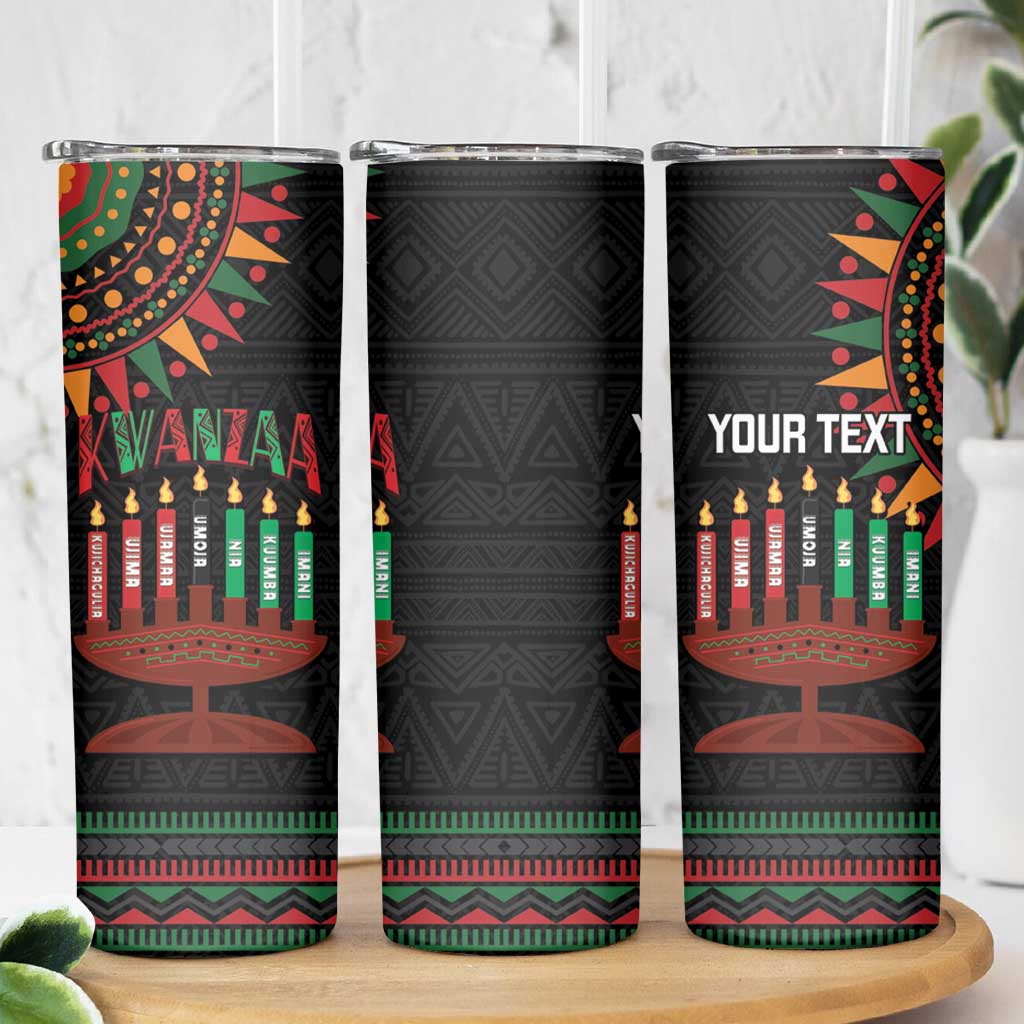 Personalized African-American Kwanzaa Skinny Tumbler Kinara Candles African Pattern - Wonder Print Shop