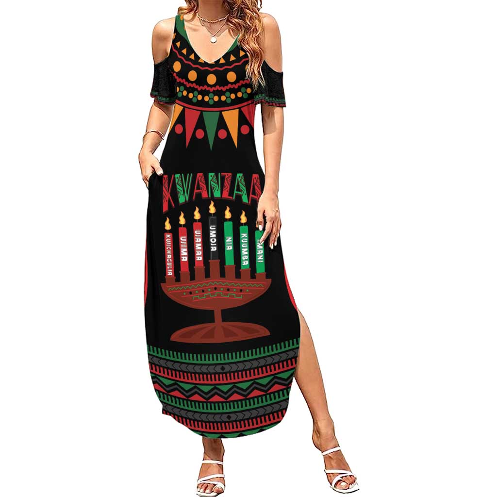 Personalized African-American Kwanzaa Summer Maxi Dress Kinara Candles African Pattern - Wonder Print Shop