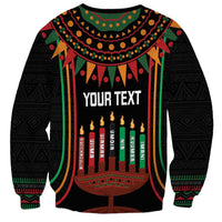 Personalized African-American Kwanzaa Sweatshirt Kinara Candles African Pattern - Wonder Print Shop