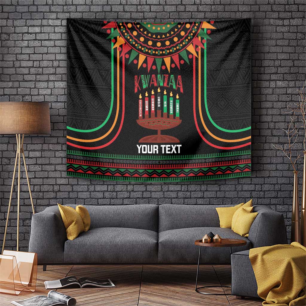 Personalized African-American Kwanzaa Tapestry Kinara Candles African Pattern - Wonder Print Shop