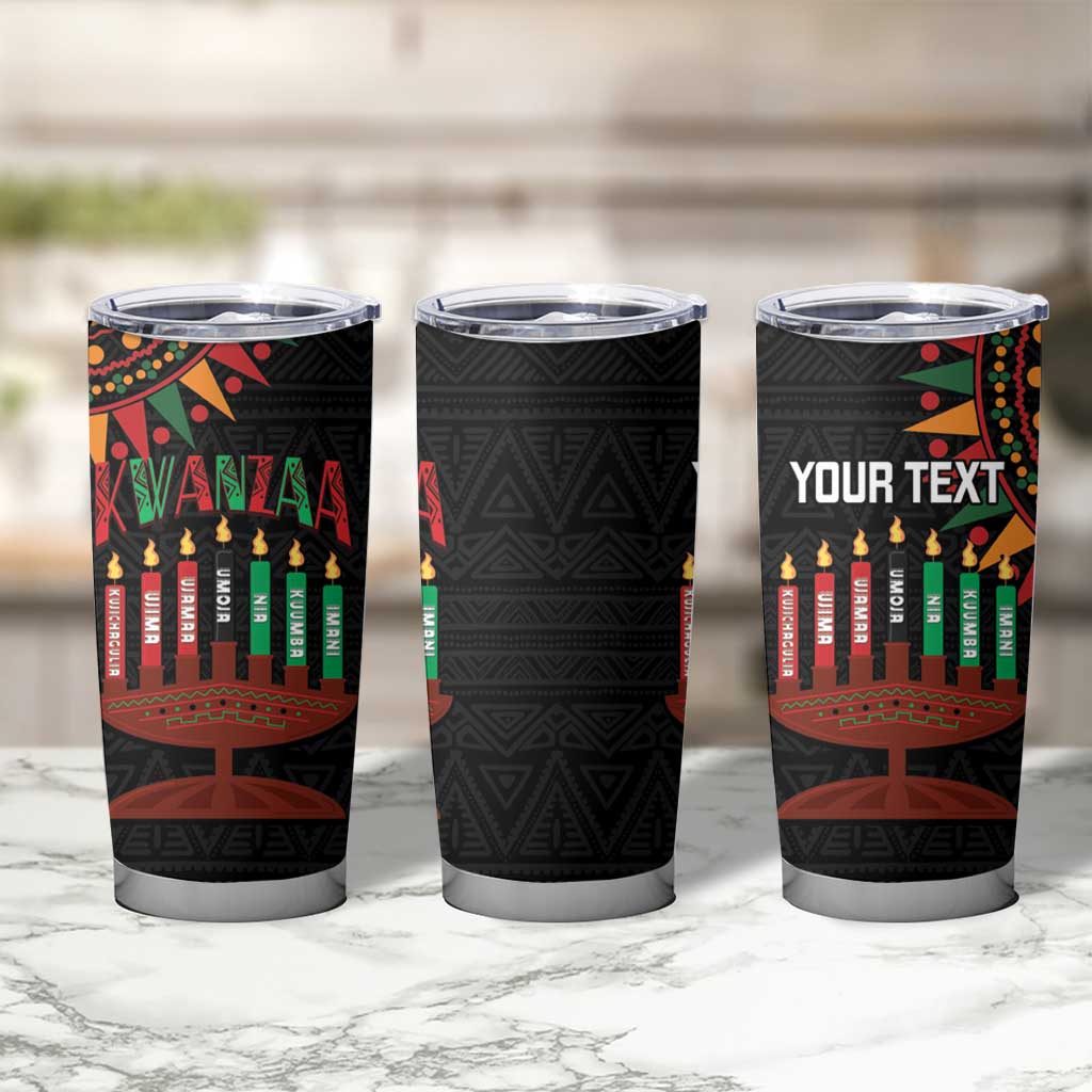 Personalized African-American Kwanzaa Tumbler Cup Kinara Candles African Pattern - Wonder Print Shop