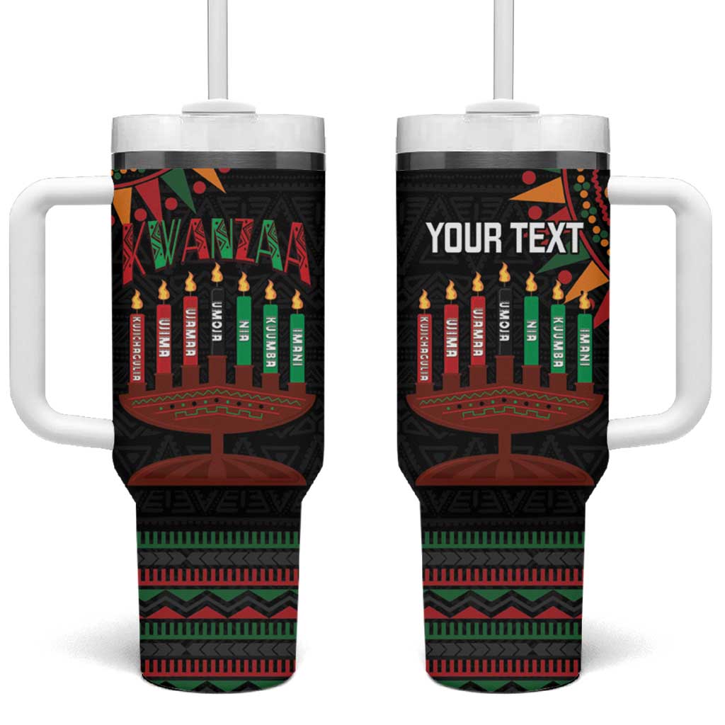 Personalized African-American Kwanzaa Tumbler With Handle Kinara Candles African Pattern - Wonder Print Shop