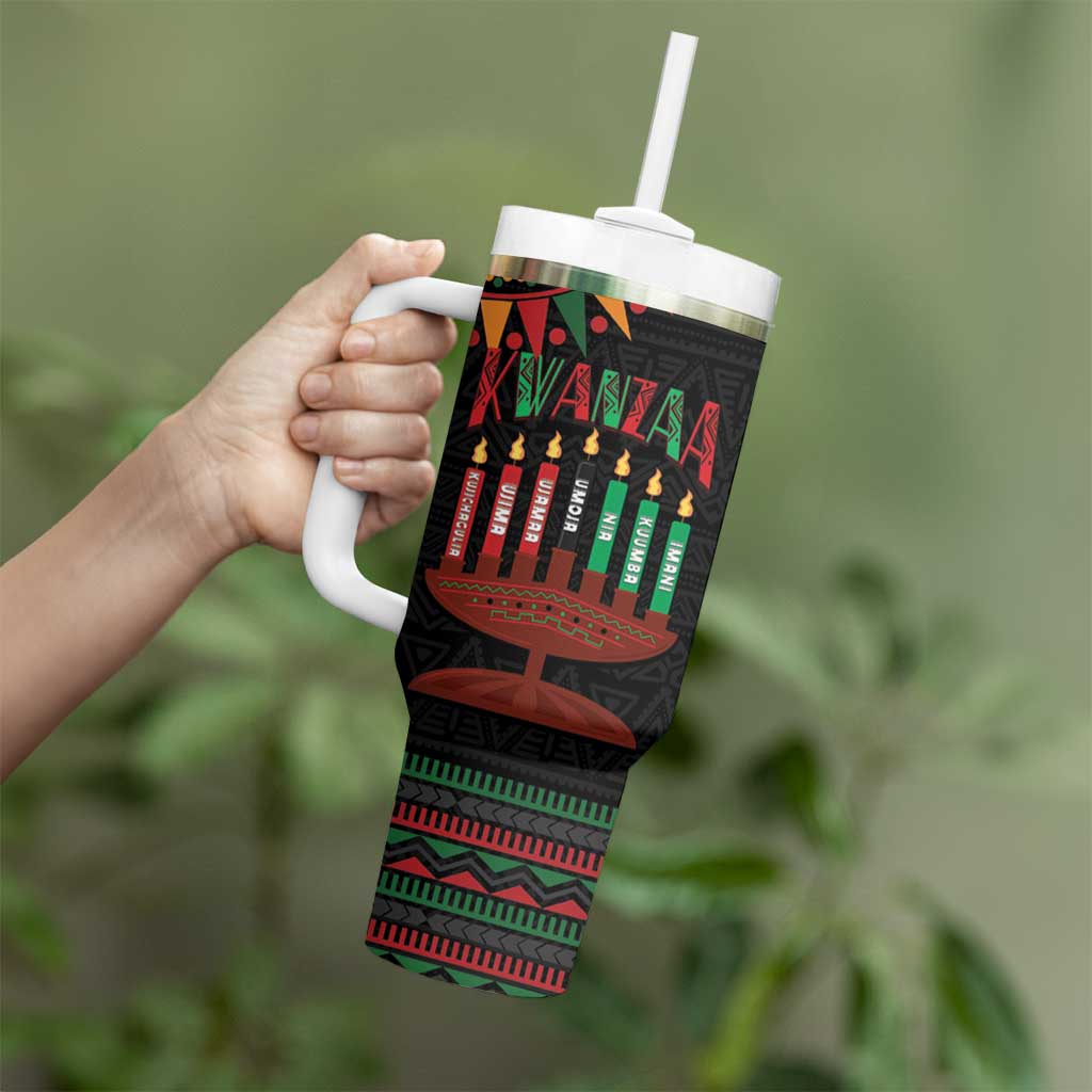 Personalized African-American Kwanzaa Tumbler With Handle Kinara Candles African Pattern - Wonder Print Shop