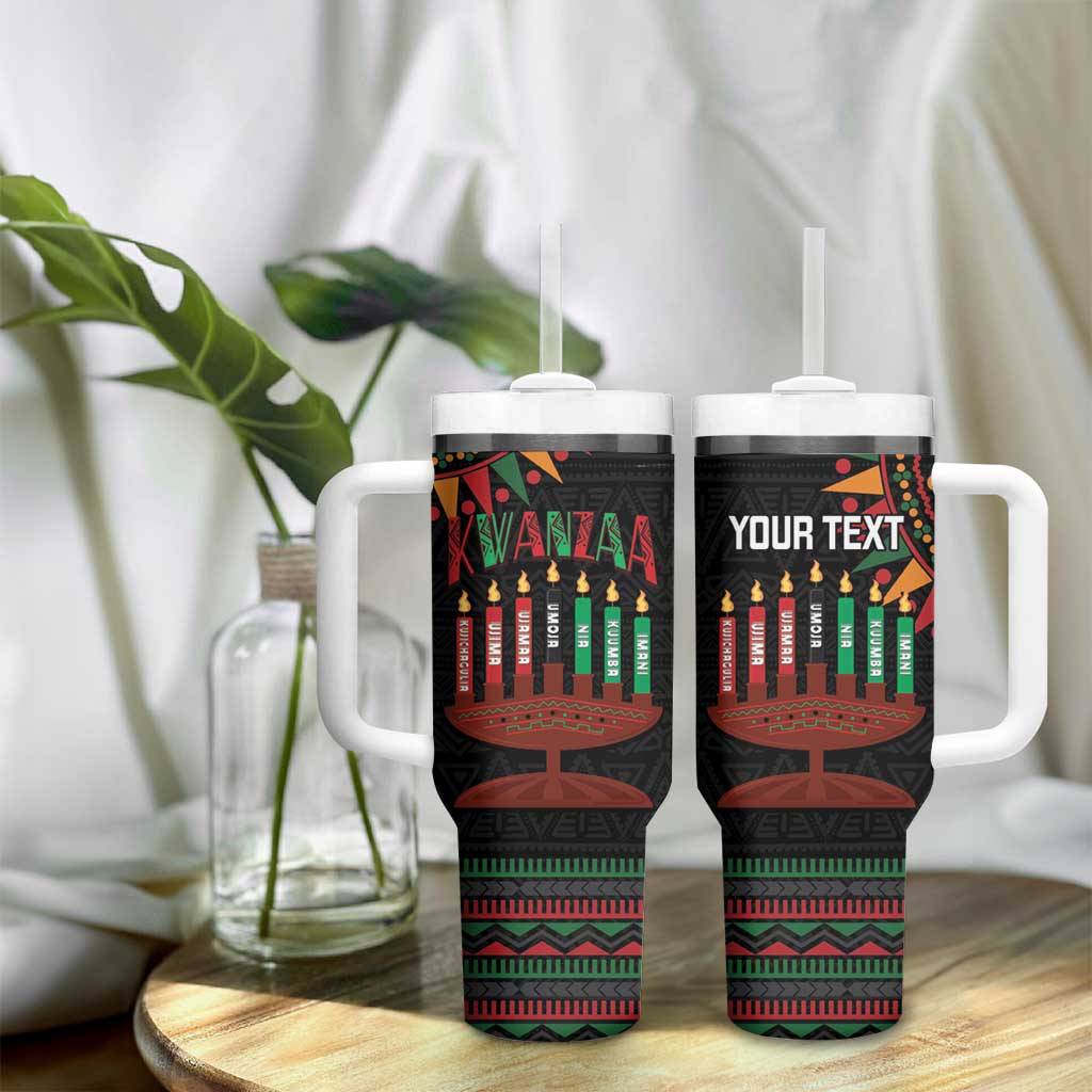 Personalized African-American Kwanzaa Tumbler With Handle Kinara Candles African Pattern - Wonder Print Shop
