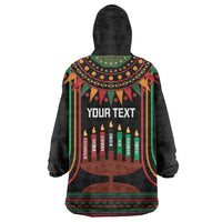 Personalized African-American Kwanzaa Wearable Blanket Hoodie Kinara Candles African Pattern - Wonder Print Shop