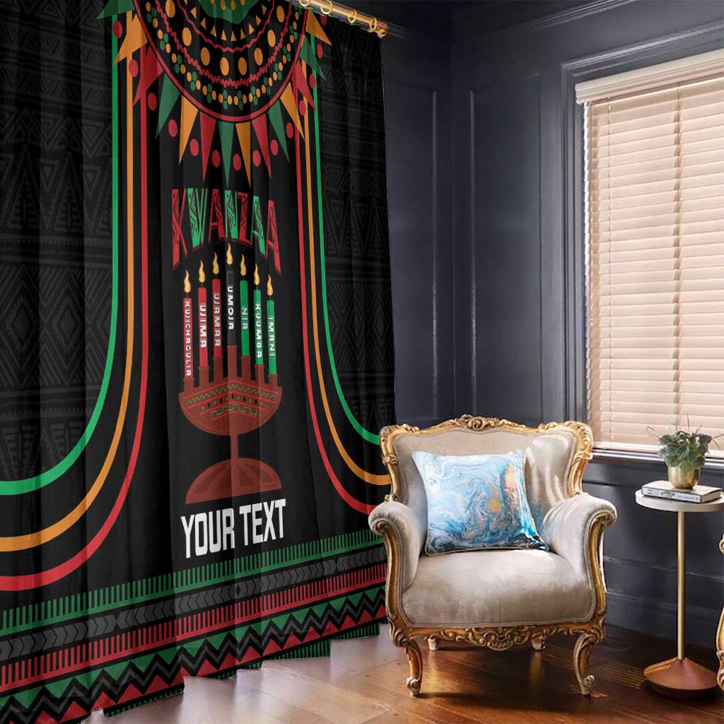 Personalized African-American Kwanzaa Window Curtain Kinara Candles African Pattern - Wonder Print Shop