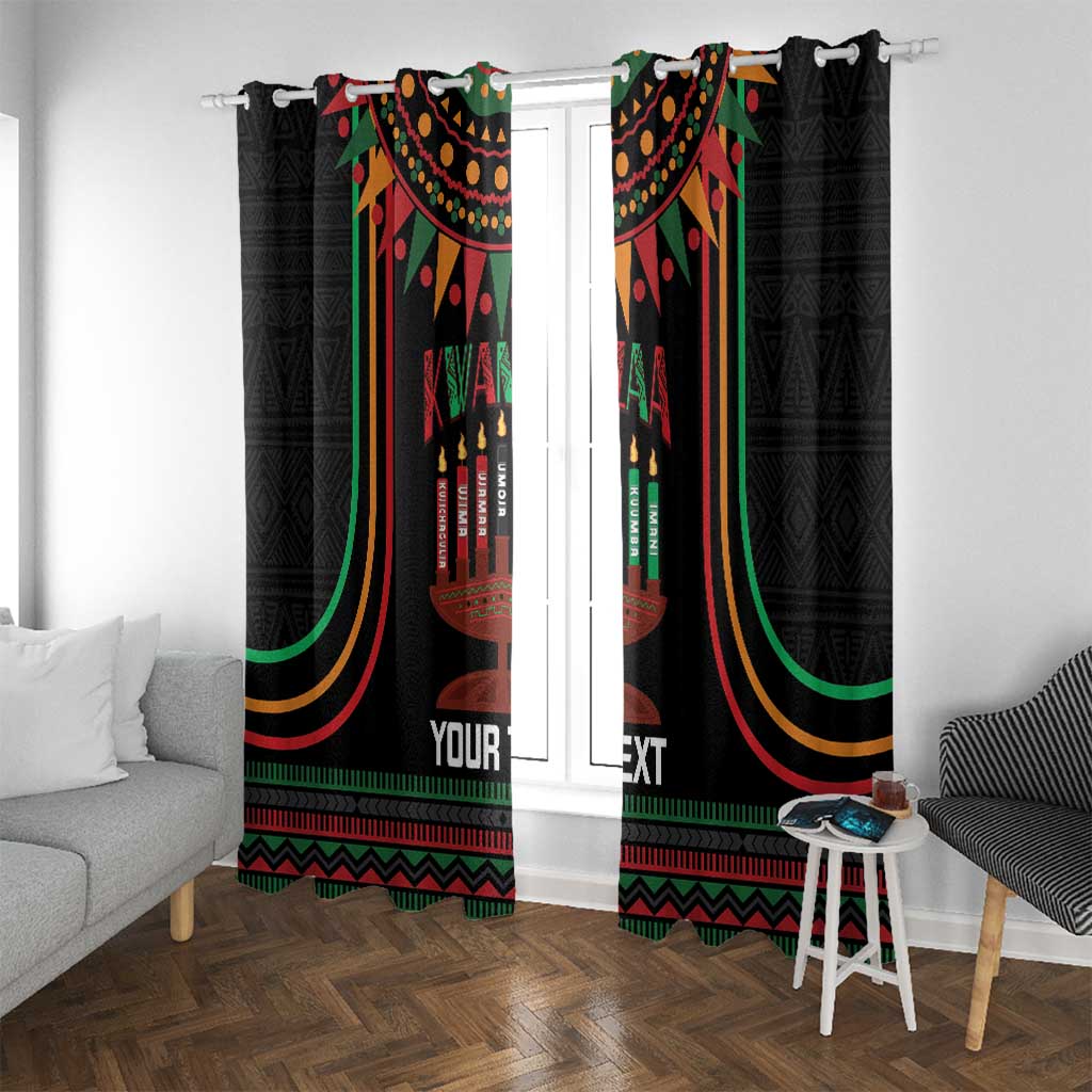 Personalized African-American Kwanzaa Window Curtain Kinara Candles African Pattern - Wonder Print Shop
