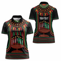 Personalized African-American Kwanzaa Women Polo Shirt Kinara Candles African Pattern - Wonder Print Shop