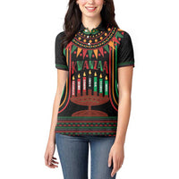Personalized African-American Kwanzaa Women Polo Shirt Kinara Candles African Pattern - Wonder Print Shop