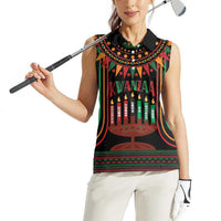 Personalized African-American Kwanzaa Women Sleeveless Polo Shirt Kinara Candles African Pattern - Wonder Print Shop