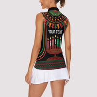Personalized African-American Kwanzaa Women Sleeveless Polo Shirt Kinara Candles African Pattern - Wonder Print Shop