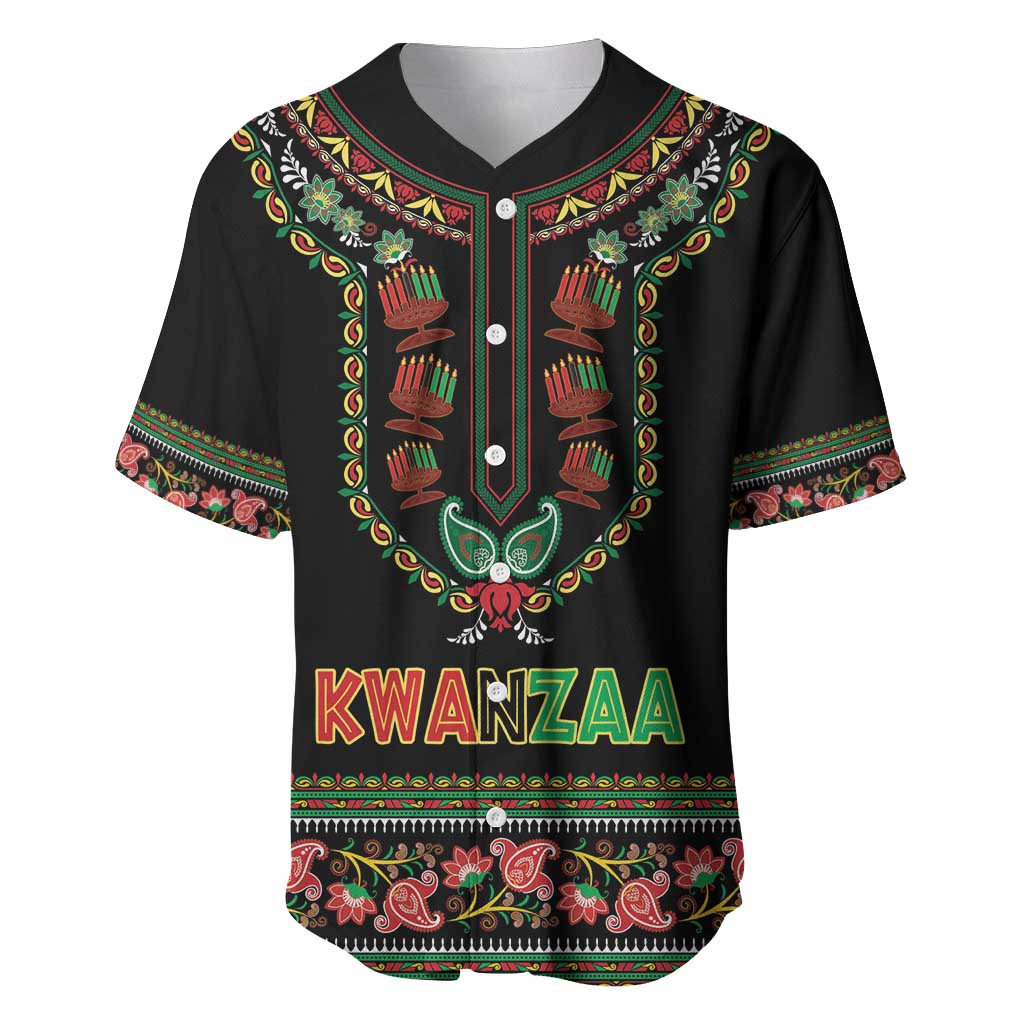 Personalized African-American Kwanzaa Baseball Jersey Dashiki Mix Paisley Pattern - Wonder Print Shop