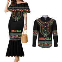 Personalized African-American Kwanzaa Couples Matching Mermaid Dress and Long Sleeve Button Shirt Dashiki Mix Paisley Pattern