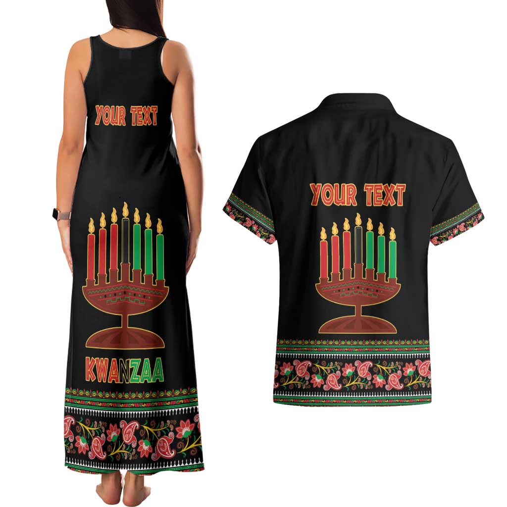 Personalized African-American Kwanzaa Couples Matching Tank Maxi Dress and Hawaiian Shirt Dashiki Mix Paisley Pattern - Wonder Print Shop