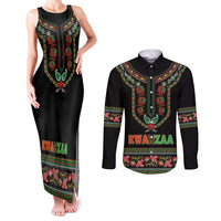 Personalized African-American Kwanzaa Couples Matching Tank Maxi Dress and Long Sleeve Button Shirt Dashiki Mix Paisley Pattern - Wonder Print Shop