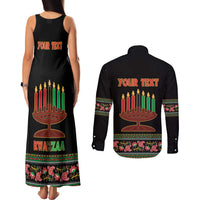 Personalized African-American Kwanzaa Couples Matching Tank Maxi Dress and Long Sleeve Button Shirt Dashiki Mix Paisley Pattern - Wonder Print Shop