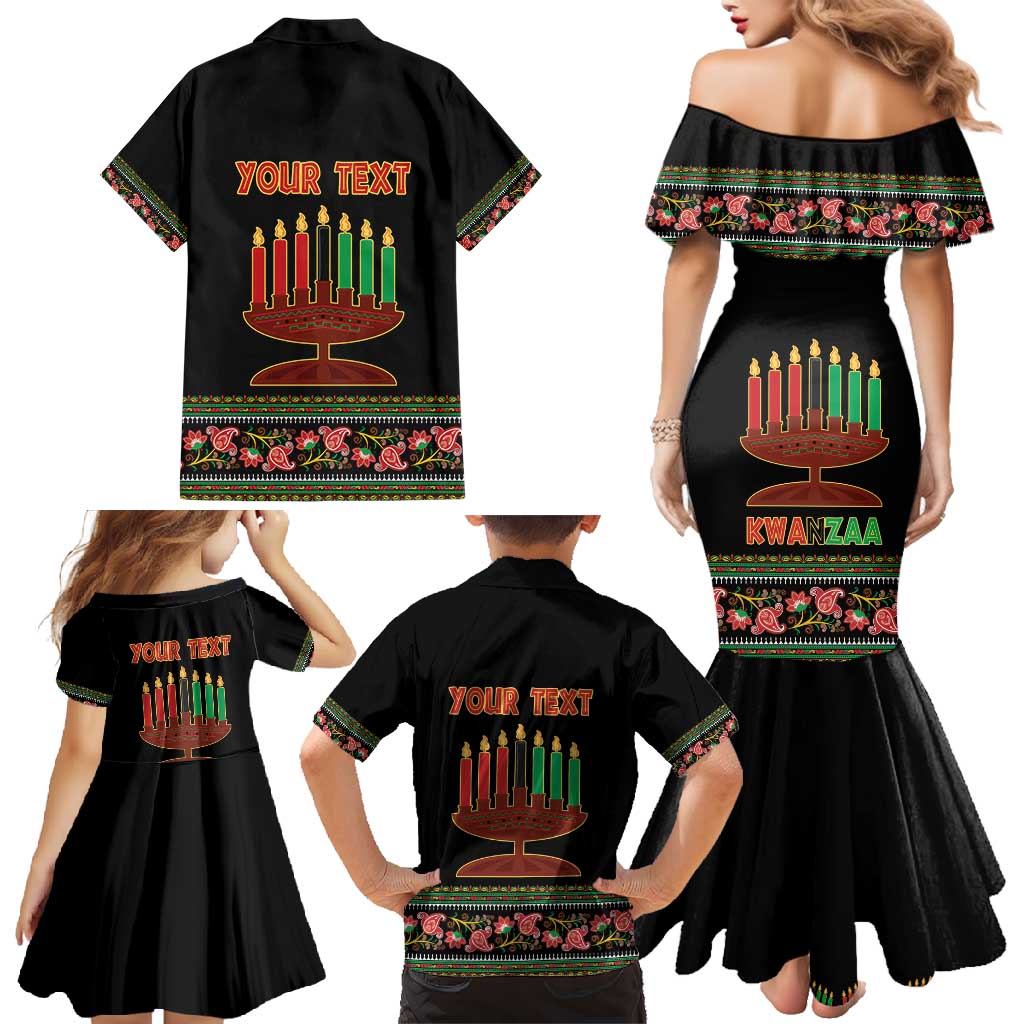 Personalized African-American Kwanzaa Family Matching Mermaid Dress and Hawaiian Shirt Dashiki Mix Paisley Pattern - Wonder Print Shop
