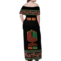 Personalized African-American Kwanzaa Family Matching Off Shoulder Maxi Dress and Hawaiian Shirt Dashiki Mix Paisley Pattern - Wonder Print Shop