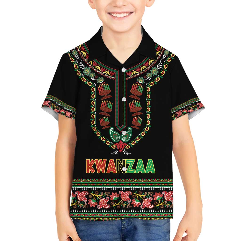 Personalized African-American Kwanzaa Family Matching Off Shoulder Maxi Dress and Hawaiian Shirt Dashiki Mix Paisley Pattern - Wonder Print Shop