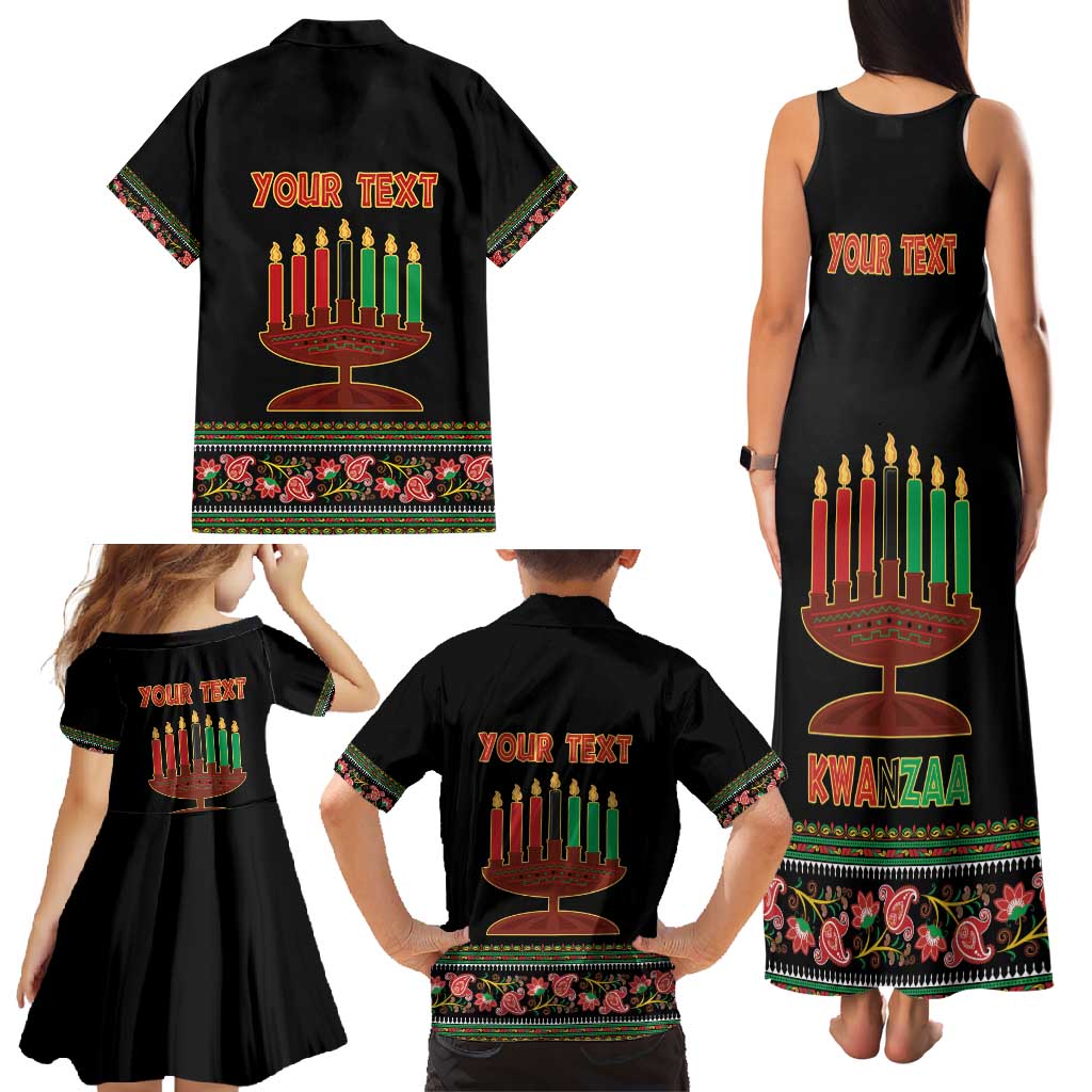 Personalized African-American Kwanzaa Family Matching Tank Maxi Dress and Hawaiian Shirt Dashiki Mix Paisley Pattern - Wonder Print Shop