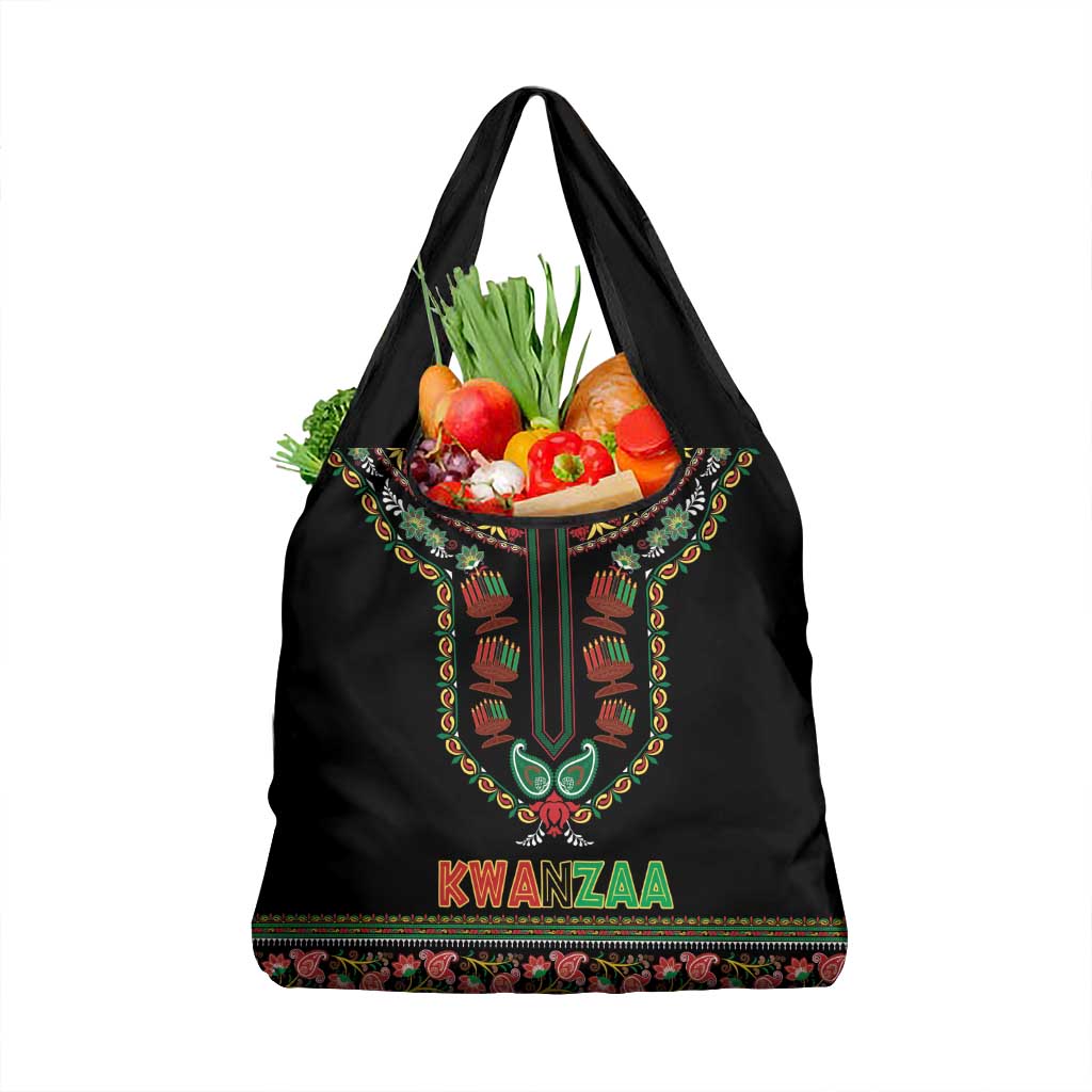 African-American Kwanzaa Grocery Bag Dashiki Mix Paisley Pattern