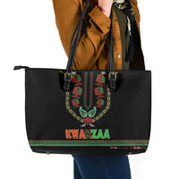 African-American Kwanzaa Leather Tote Bag Dashiki Mix Paisley Pattern - Wonder Print Shop