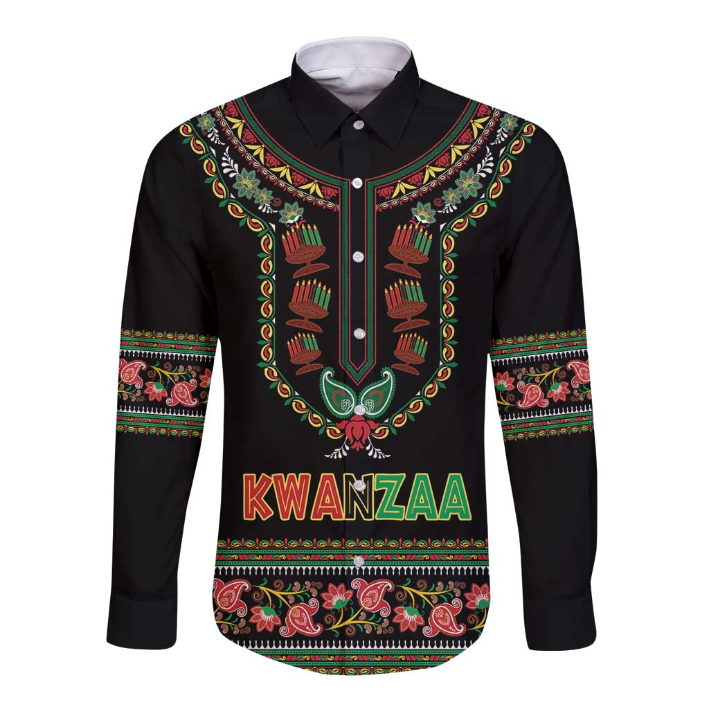 Personalized African-American Kwanzaa Long Sleeve Button Shirt Dashiki Mix Paisley Pattern - Wonder Print Shop