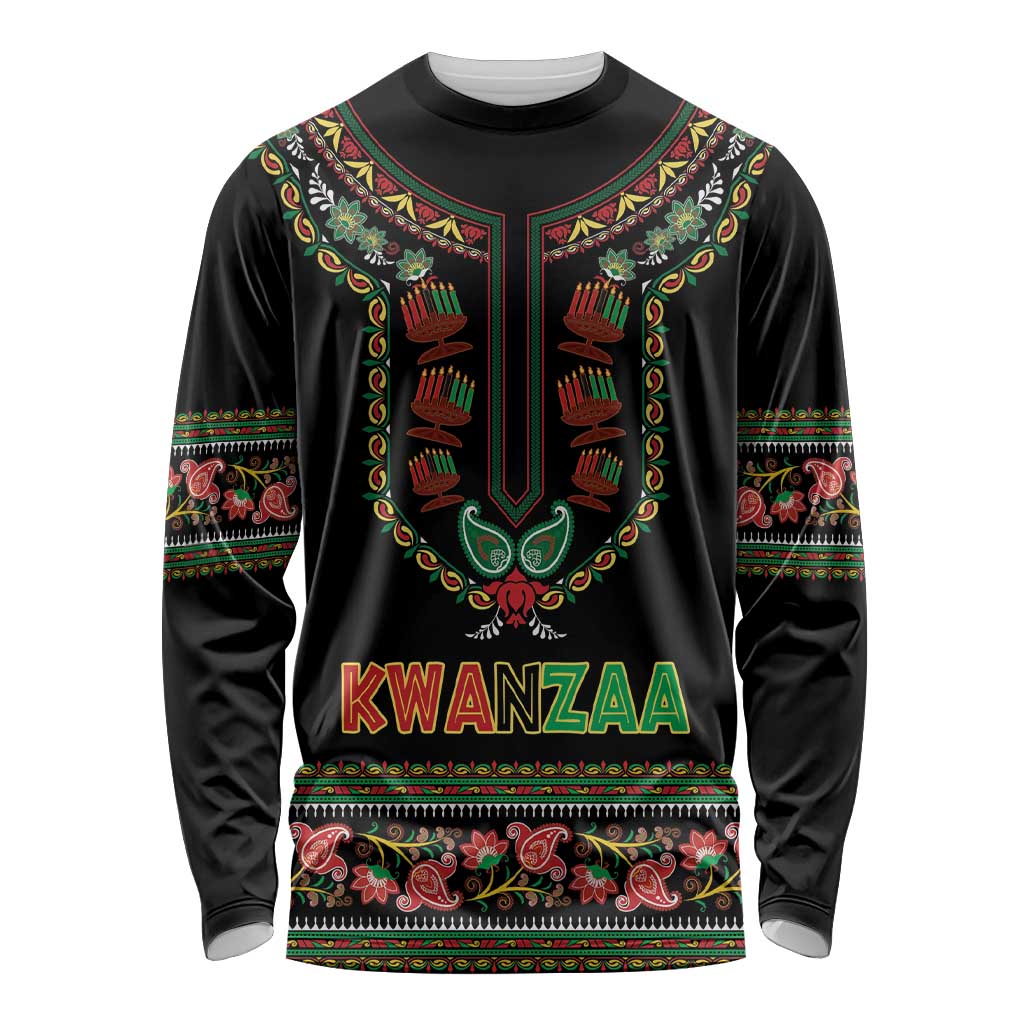 Personalized African-American Kwanzaa Long Sleeve Shirt Dashiki Mix Paisley Pattern - Wonder Print Shop