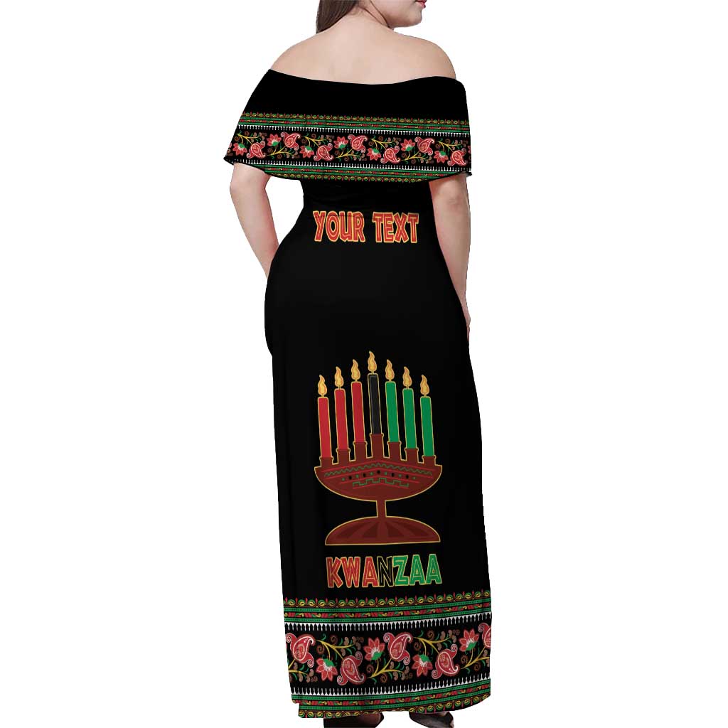 Personalized African-American Kwanzaa Off Shoulder Maxi Dress Dashiki Mix Paisley Pattern - Wonder Print Shop