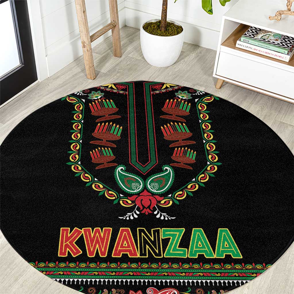 African-American Kwanzaa Round Carpet Dashiki Mix Paisley Pattern