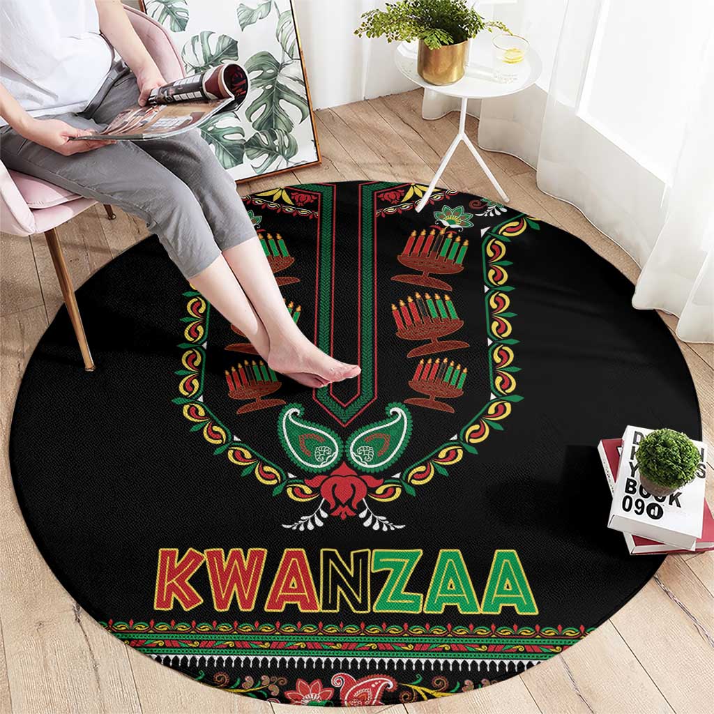 African-American Kwanzaa Round Carpet Dashiki Mix Paisley Pattern