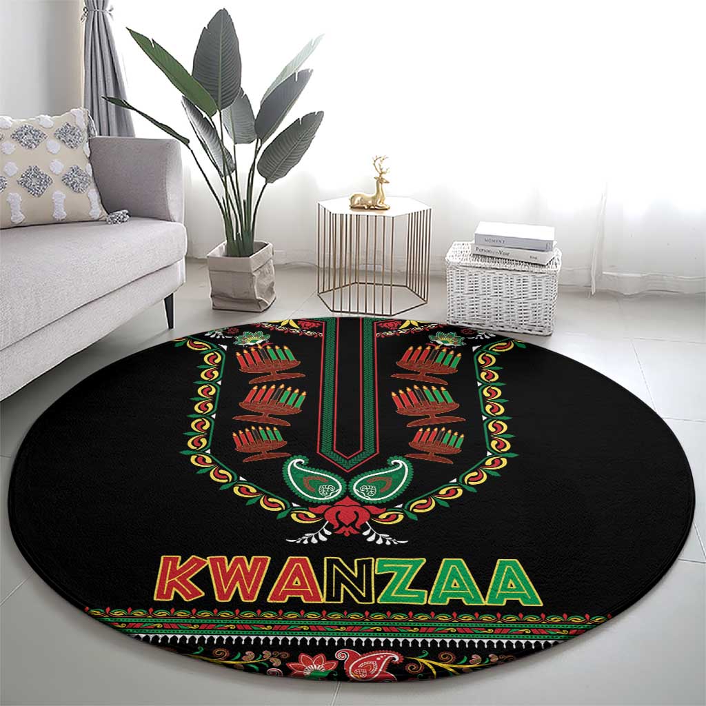 African-American Kwanzaa Round Carpet Dashiki Mix Paisley Pattern