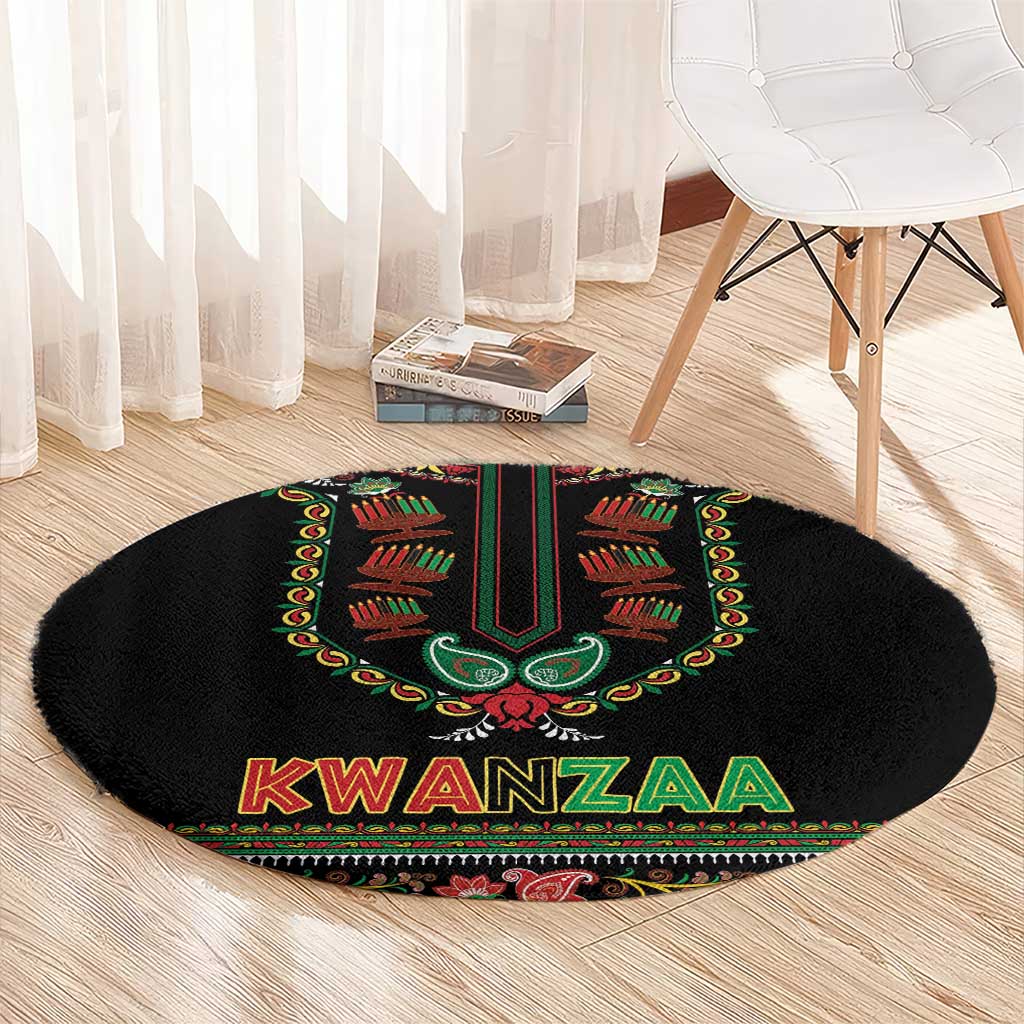 African-American Kwanzaa Round Carpet Dashiki Mix Paisley Pattern