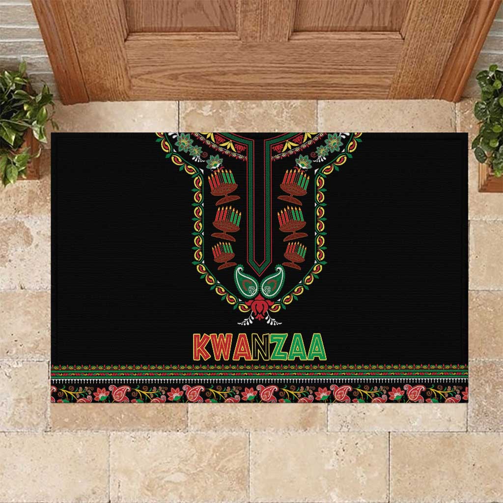 African-American Kwanzaa Rubber Doormat Dashiki Mix Paisley Pattern - Wonder Print Shop