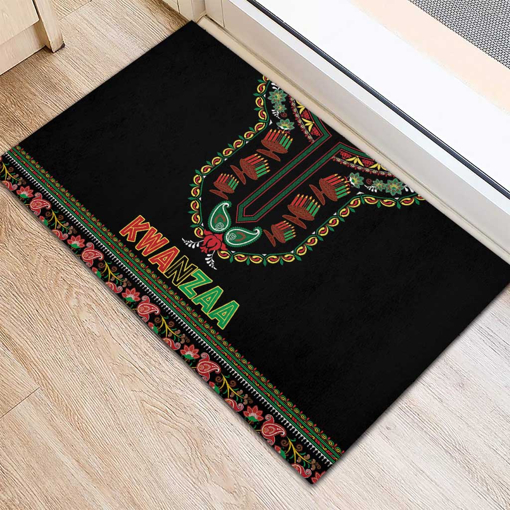 African-American Kwanzaa Rubber Doormat Dashiki Mix Paisley Pattern - Wonder Print Shop